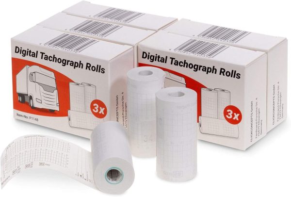 Tachograph Rolls [8 m], Thermal Paper 57/28/7, Speedometer Rolls Lorry – Pack of 15