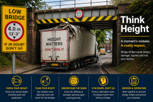 UK Driver CPC training module for HGV and PCV bridge strike prevention and VRU safety.
