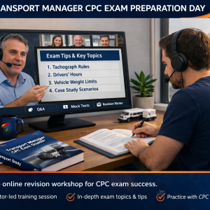 Transport Manager CPC exam preparation day with live online tutor-led revision, mock tests and key road haulage exam topics